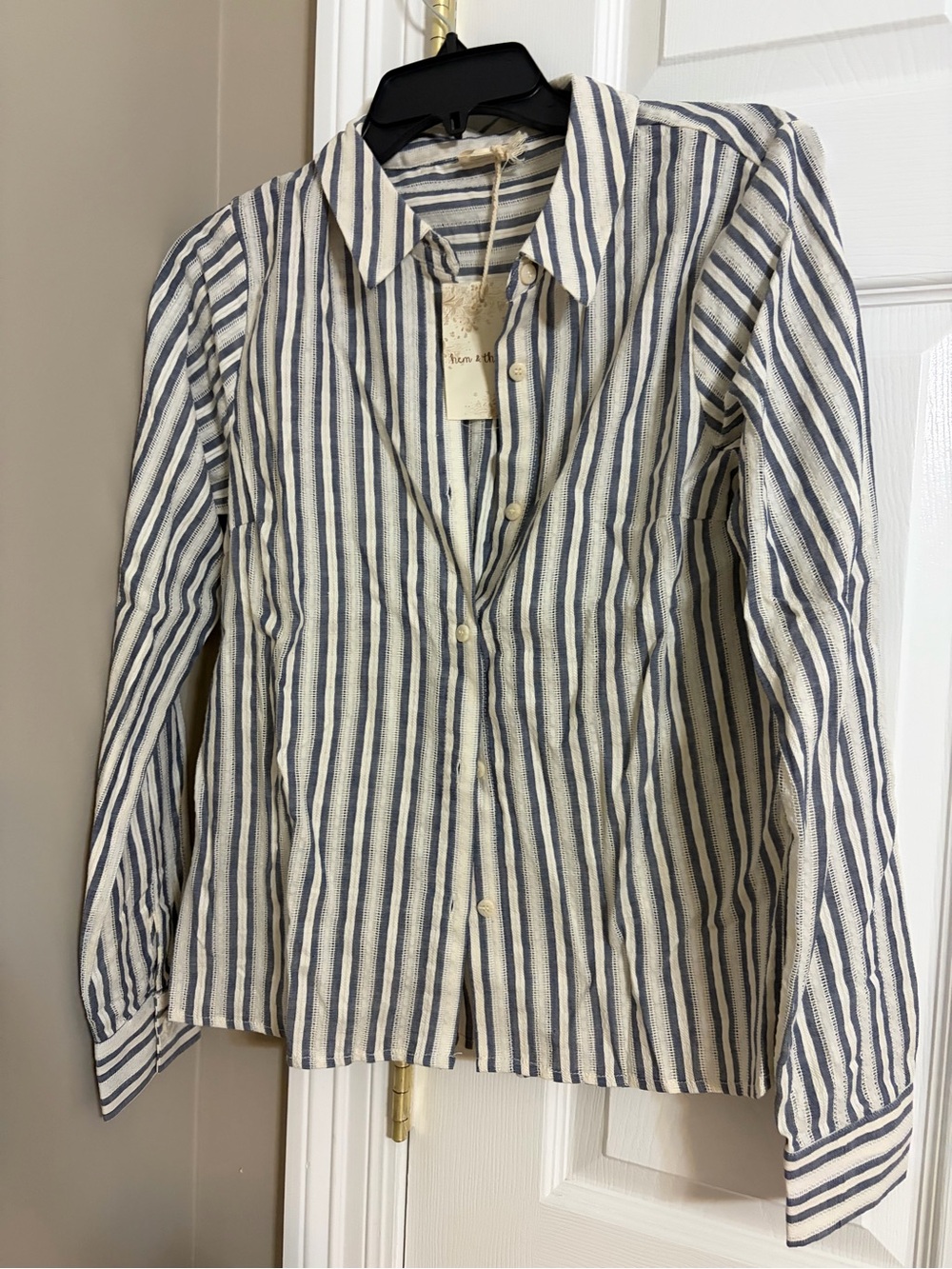 Hem & Thread Blue and Cream Striped Button-Down Shirt